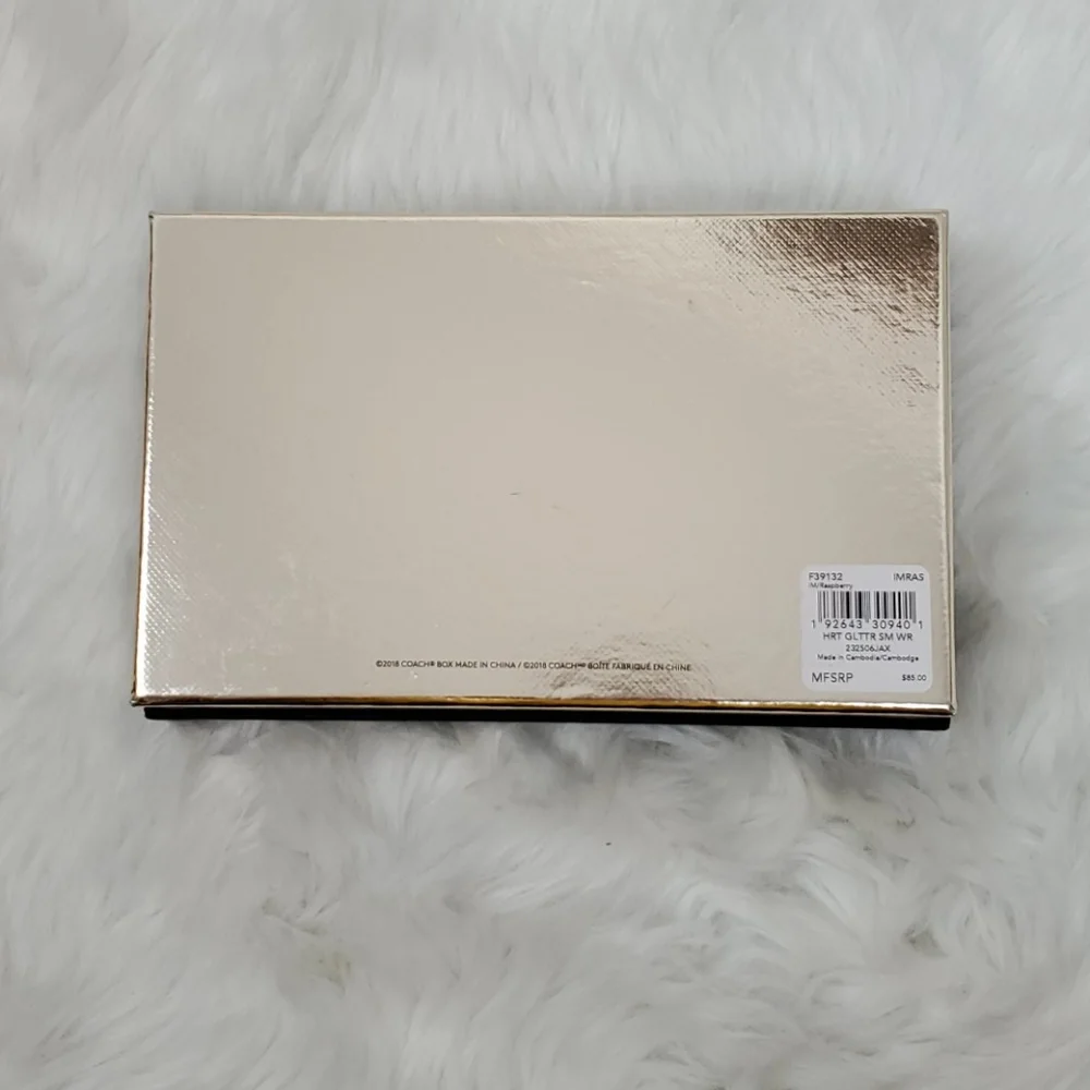 Coach Rasberry glitters wristlet bag purse original box New
